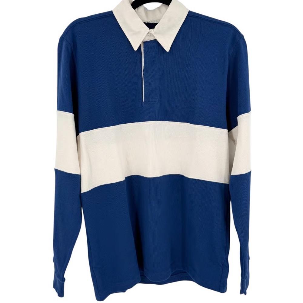 Ayr Men’s The Go Team Rugby Polo Size XL in Royal Blue and White